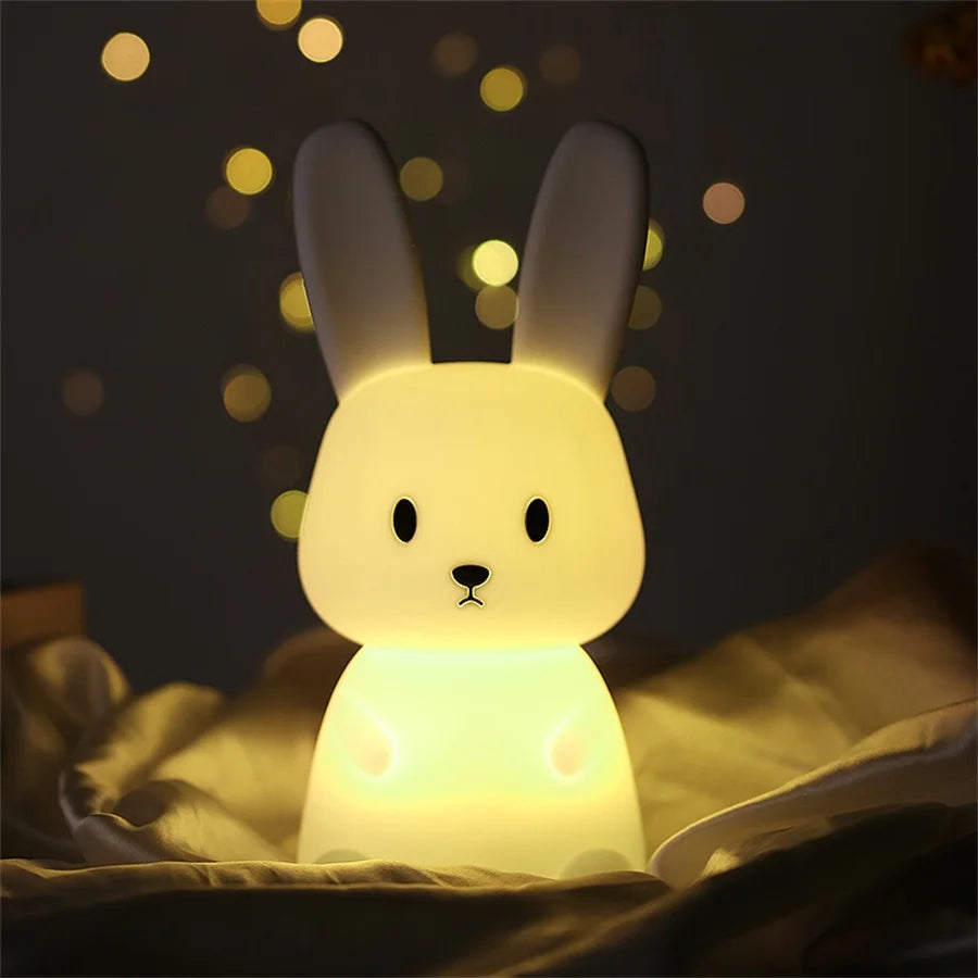 Cute Bunny Night Light | Soft Silicone | USB Rechargeable | Multiple Glow Accents