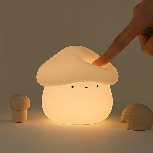 Cute Mushroom Night Light | Soft Silicone | USB Rechargeable | Multiple Glow Accents