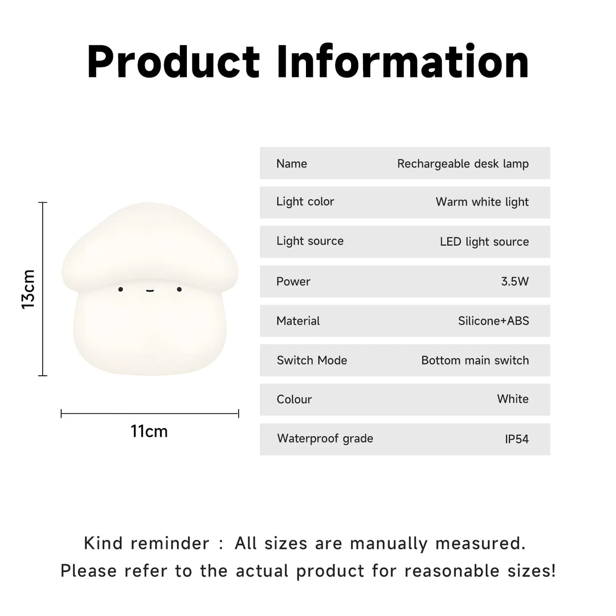 Cute Mushroom Night Light | Soft Silicone | USB Rechargeable | Multiple Glow Accents