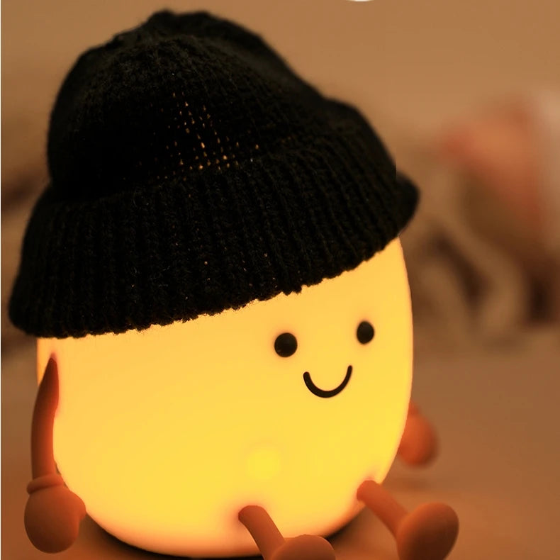 Cartoon Egg Night Light | Soft Silicone | USB Rechargeable | Multiple Glow Accents