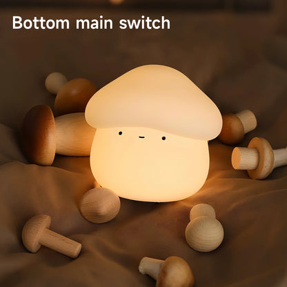 Cute Mushroom Night Light | Soft Silicone | USB Rechargeable | Multiple Glow Accents