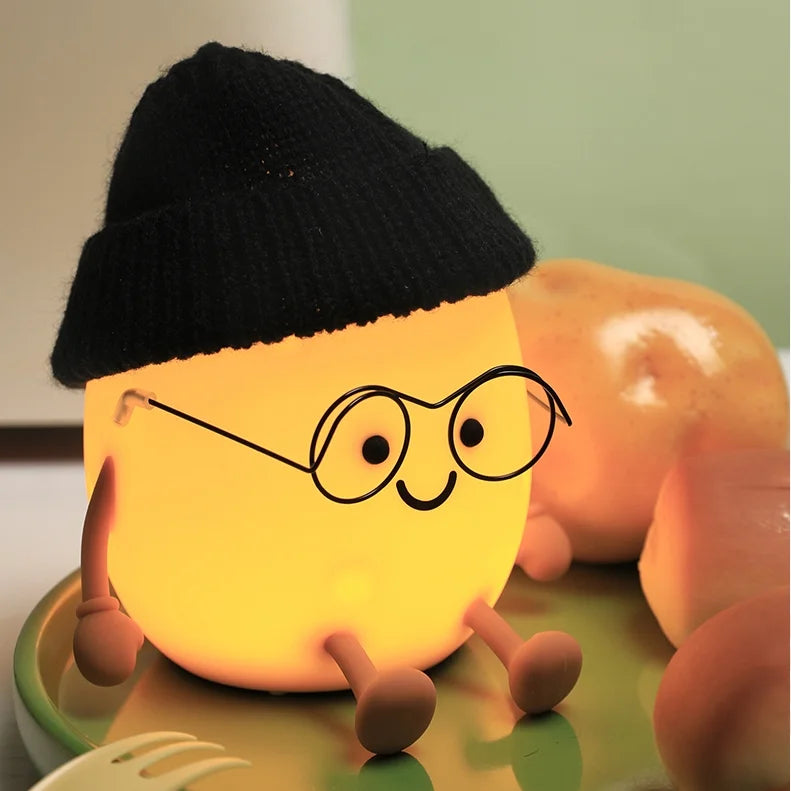 Cartoon Egg Night Light | Soft Silicone | USB Rechargeable | Multiple Glow Accents