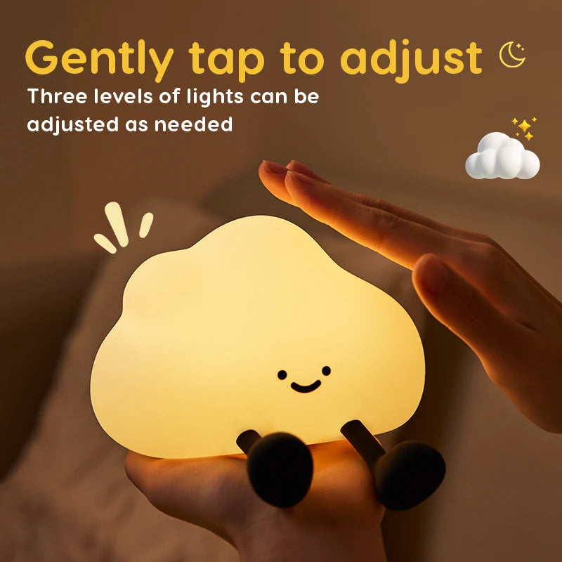 Cute Cloud Night Light | Soft Silicone | USB Rechargeable | Multiple Glow Accents