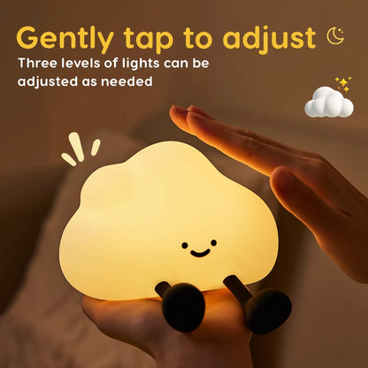 Cute Cloud Night Light | Soft Silicone | USB Rechargeable | Multiple Glow Accents