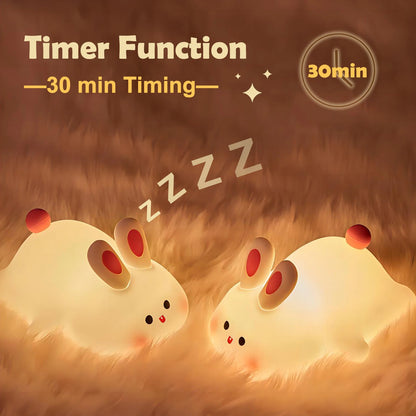 Cute Bunny Night Light | Soft Silicone | USB Rechargeable | Multiple Glow Accents