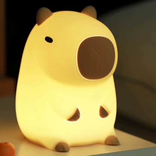 Cute Capybara Night Light | Soft Silicone | USB Rechargeable | Multiple Glow Accents