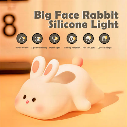 Cute Bunny Night Light | Soft Silicone | USB Rechargeable | Multiple Glow Accents