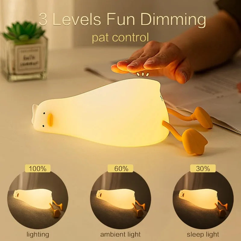 Cute Duck Night Light | Soft Silicone | USB Rechargeable | Multiple Glow Accents