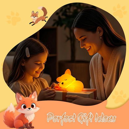 Cute Fox Night Light | Soft Silicone | USB Rechargeable | Multiple Glow Accents