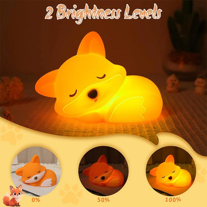 Cute Fox Night Light | Soft Silicone | USB Rechargeable | Multiple Glow Accents