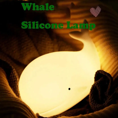 Cute Whale Night Light | Soft Silicone | USB Rechargeable | Multiple Glow Accents