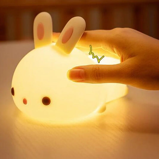 Cute Bunny Rabbit Night Light | Soft Silicone | USB Rechargeable | Multiple Glow Accents