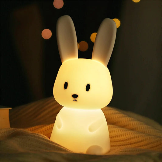 Cute Bunny Night Light | Soft Silicone | USB Rechargeable | Multiple Glow Accents