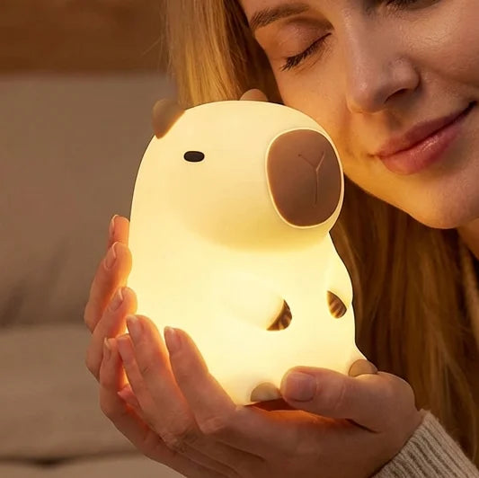 Cute Capybara Night Light | Soft Silicone | USB Rechargeable | Multiple Glow Accents